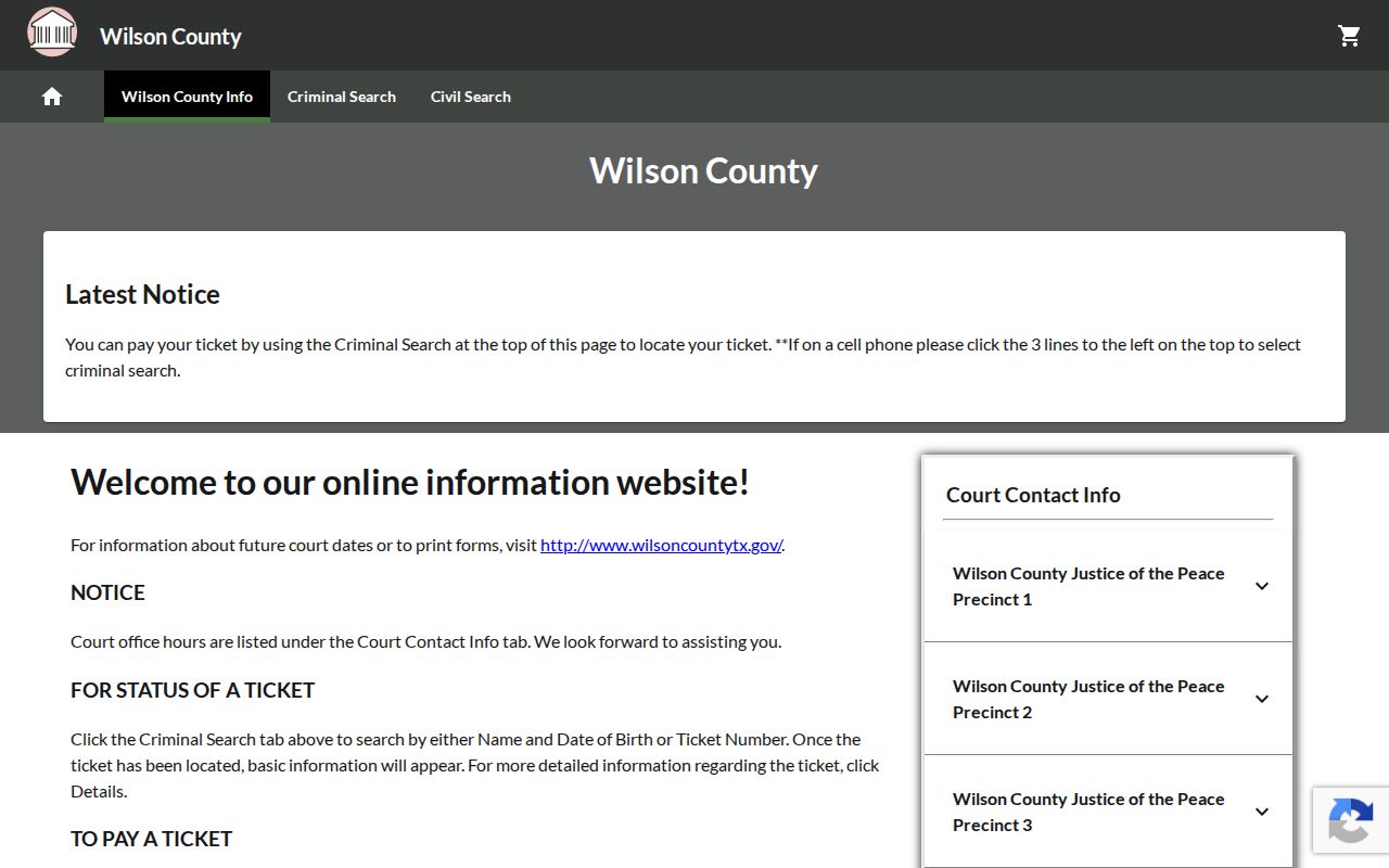 Official Wilson County-linked GovRec landing page for JP citation records