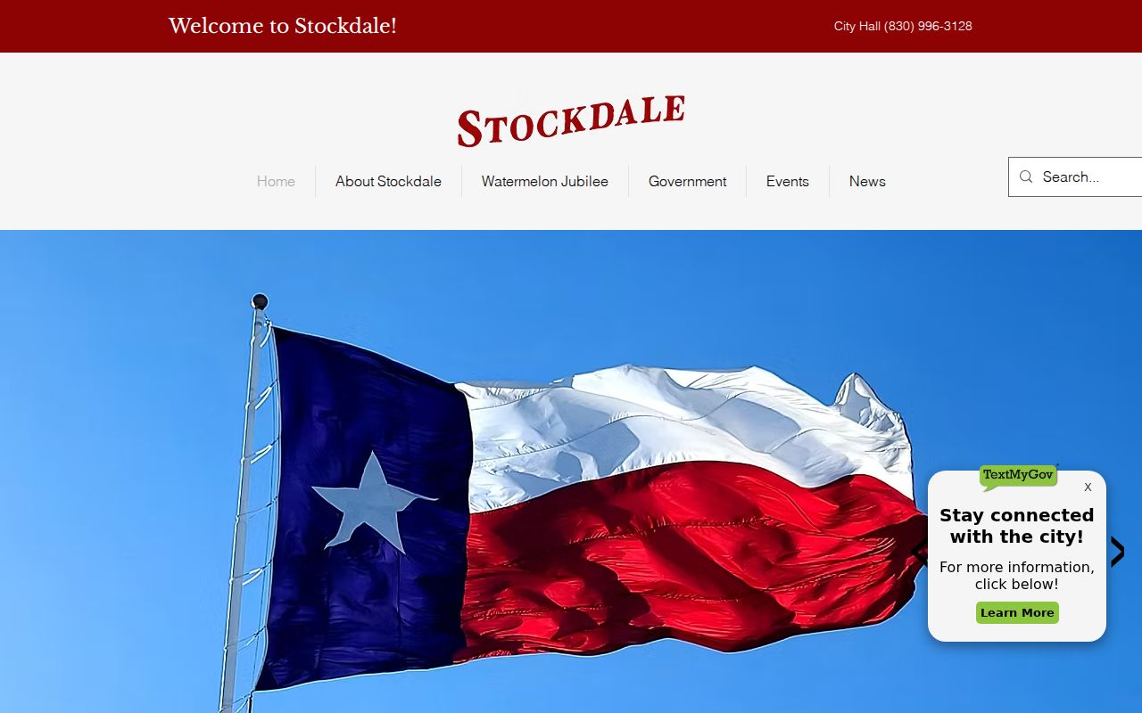 Stockdale city government homepage with municipal court navigation