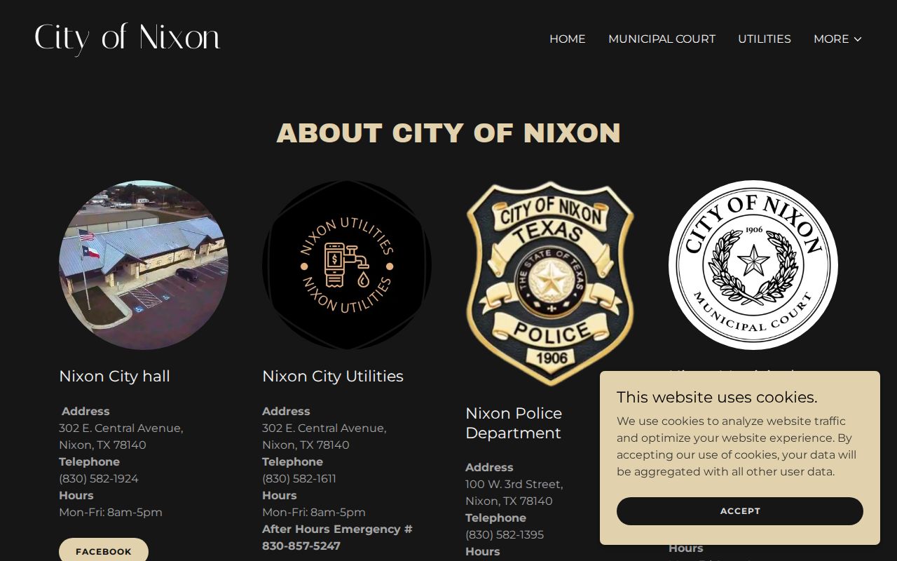 Nixon Municipal Court contact card and official court route