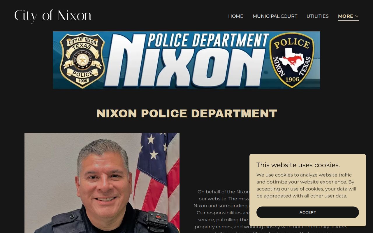Nixon Police Department official page with department contact information
