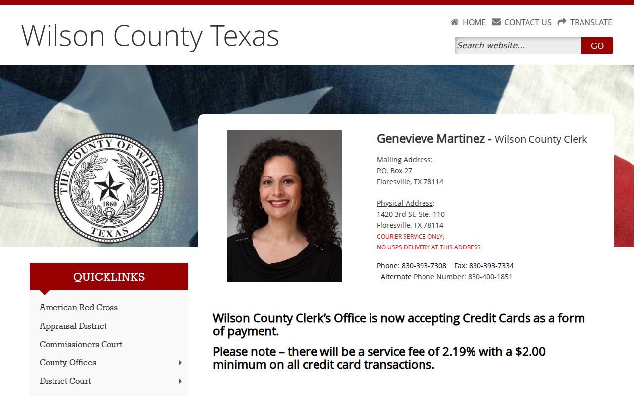Wilson County Clerk page describing its criminal-record search scope